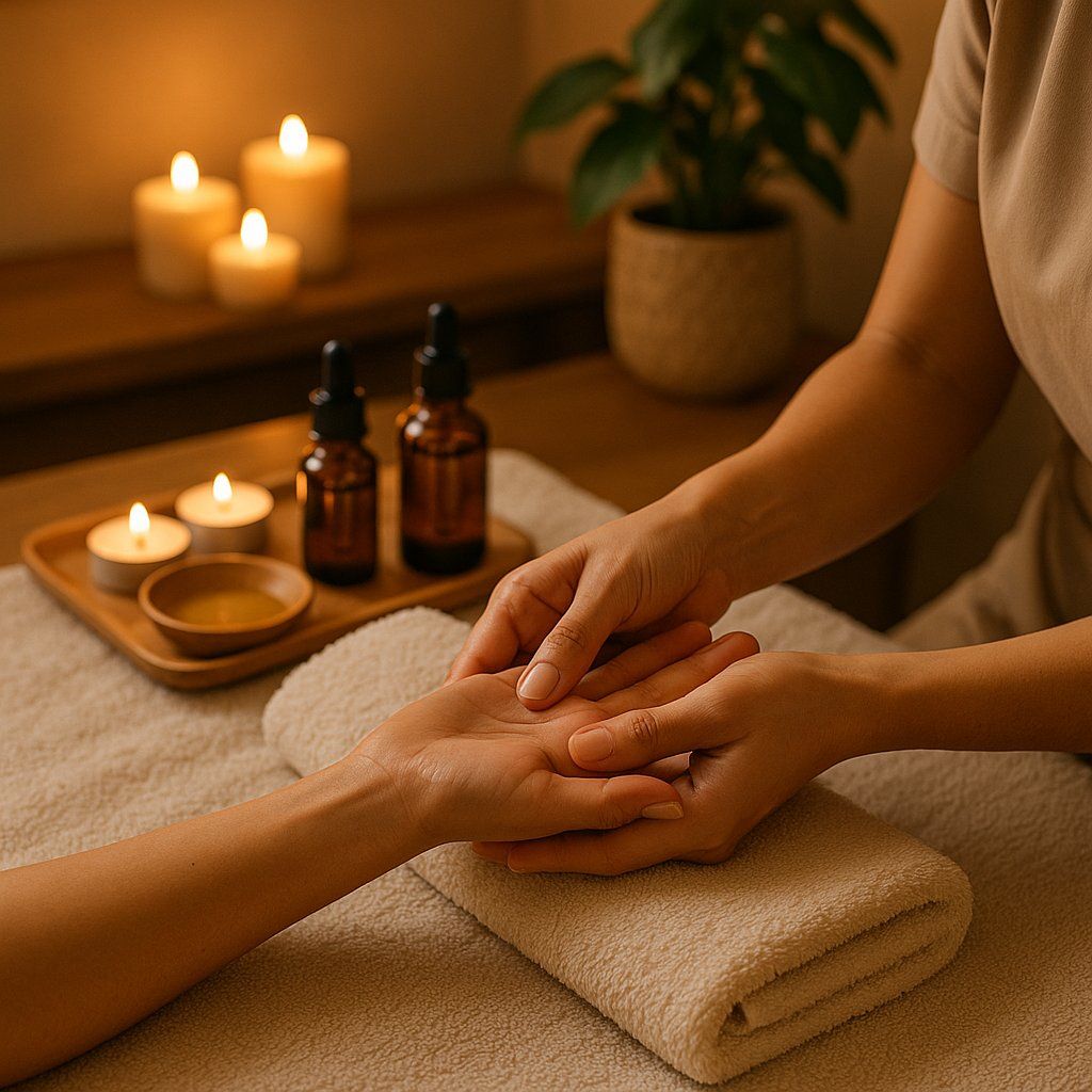 Relaxing hand massage at Aster Spa